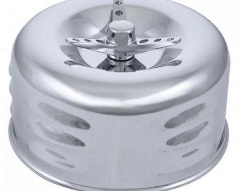 United Pacific 2-5/16" Single Barrel Chrome Short Neck Louvered Air Cleaner w/3-Wing Screw A6293