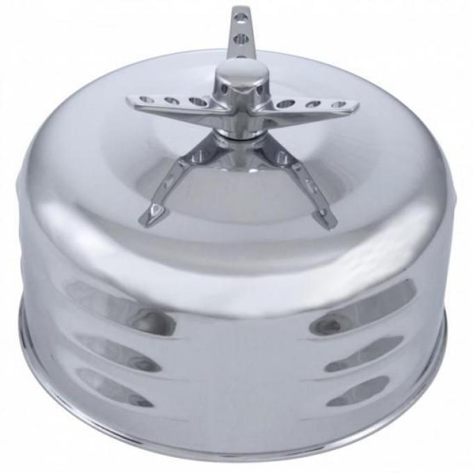 United Pacific 2-5/8" Dual Barrel Chrome Short Neck Mushroom Louvered Air Cleaner w/3-Wing Screw A6295