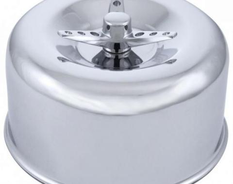 United Pacific 2-5/8" Dual Barrel Chrome Smooth Air Cleaner w/3-Wing Screw A6280