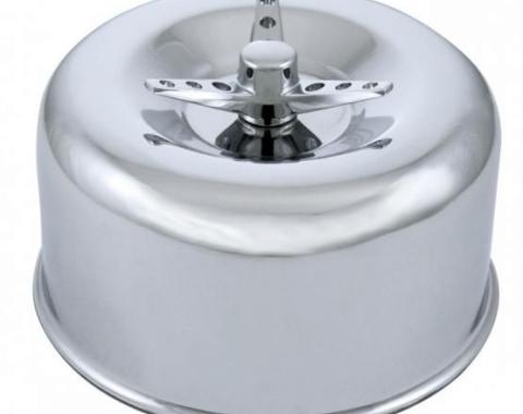 United Pacific 2-5/16" Single Barrel Chrome Smooth Air Cleaner w/3-Wing Screw A6282