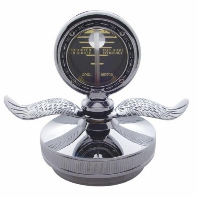 United Pacific Chrome Aluminum Boyce MotoMeter w/ Base & Chrome Wings 30359