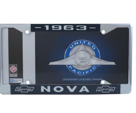 United Pacific Chrome License Plate Frame For 1963 Chevy Nova C5045-63