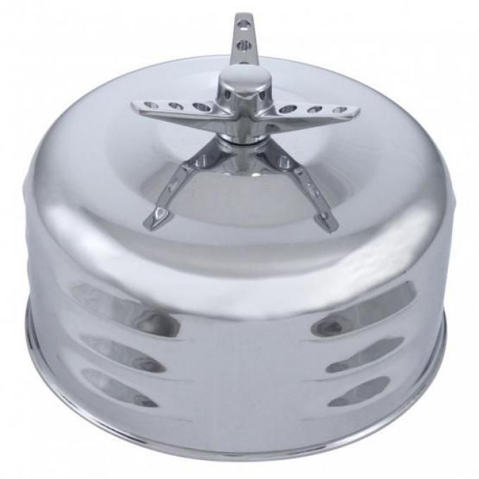 United Pacific 2-5/16" Single Barrel Chrome Short Neck Mushroom Louvered Air Cleaner w/3-Wing Screw A6297