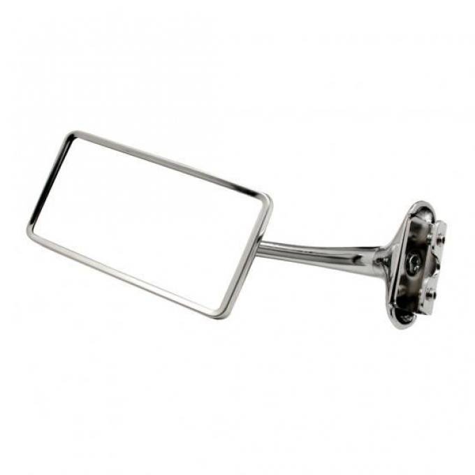 United Pacific Stainless Steel Rectangular Door Edge Mirror w/6" Chrome Arm For 1941-48 Chevy Car C5003