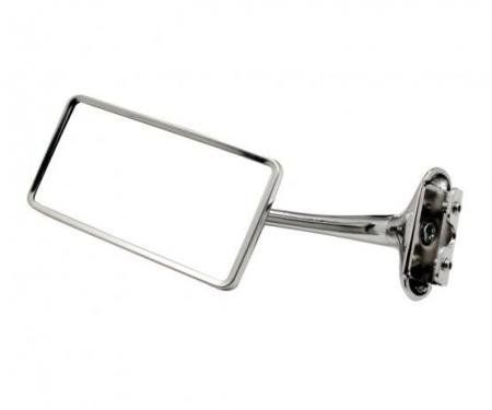 United Pacific Stainless Steel Rectangular Door Edge Mirror w/6" Chrome Arm For 1941-48 Chevy Car C5003