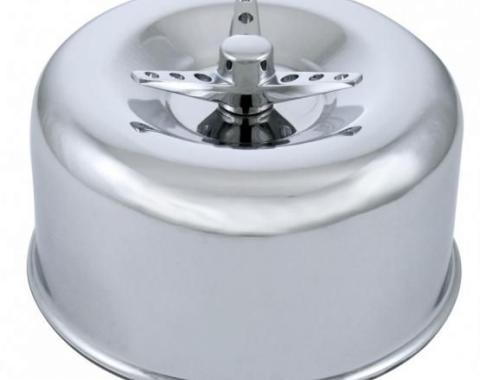 United Pacific 2-5/16" Single Barrel Chrome Short Neck Smooth Air Cleaner w/3-Wing Screw A6292