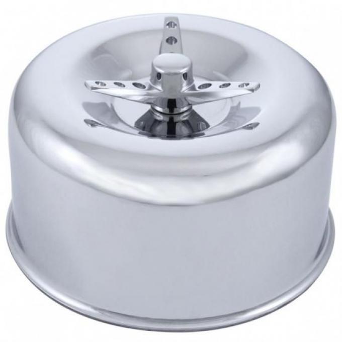 United Pacific 2-5/8" Dual Barrel Chrome Smooth Air Cleaner w/3-Wing Screw A6280
