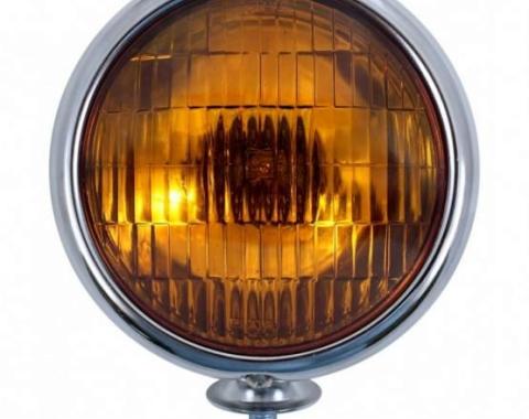 United Pacific 6V Vintage Chrome Fog Light, Amber Lens C364009