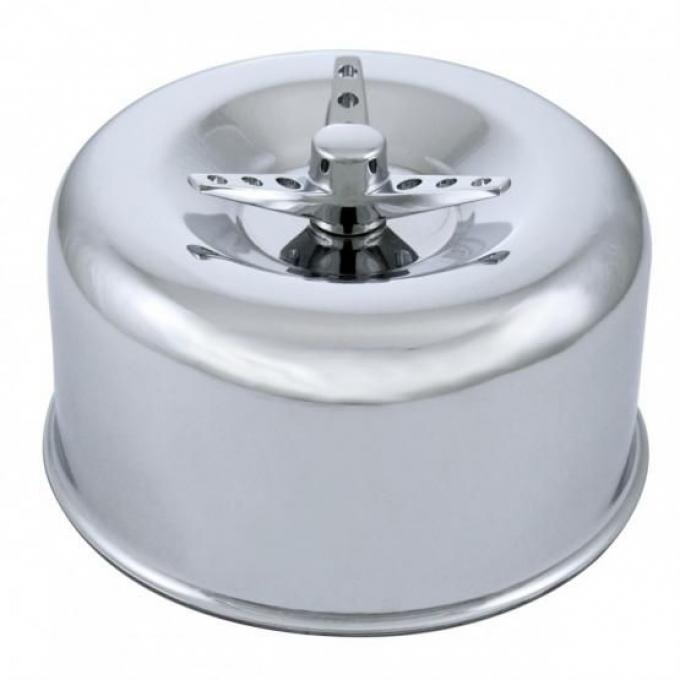 United Pacific 2-5/16" Single Barrel Chrome Smooth Air Cleaner w/3-Wing Screw A6282