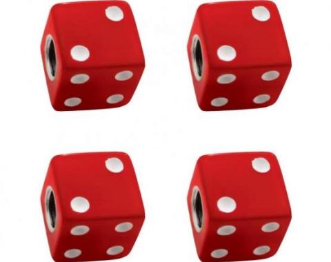 United Pacific Red Dice Valve Caps w/ White Dots (4 Pack) 70005