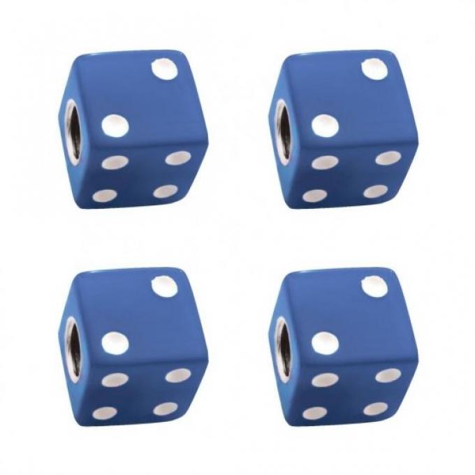United Pacific Blue Dice Valve Caps w/ White Dots (4 Pack) 70008