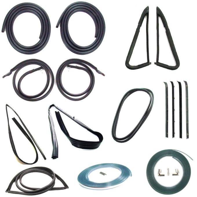 AMD Weatherstrip Kit, Full, w/ Chrome Reveal Lock Strip, w/ 1pc Vent Window Seal, 16pcs, 85-87 Chevy GMC C/K Pickup Truck X599-4085-1S