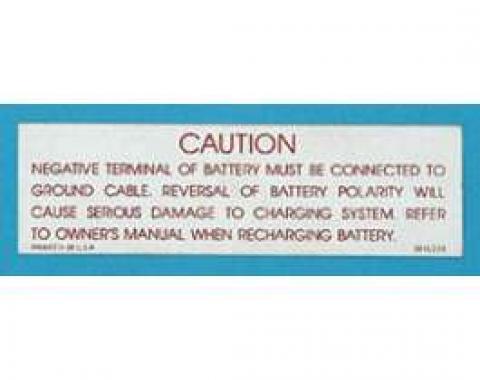 Full Size Chevy Battery Caution Decal, 1962-1963