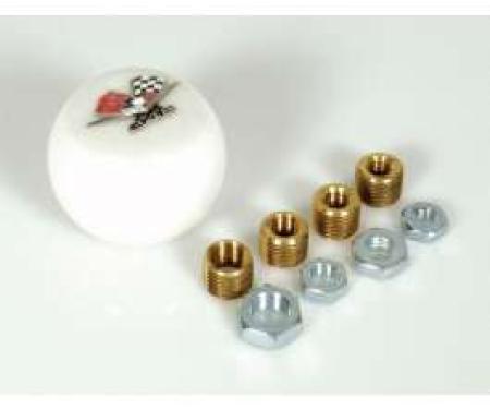 Full Size Chevy Shift Knob White Billiard With 348 Logo