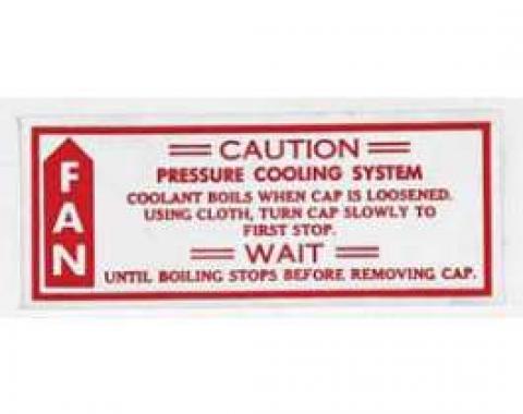 Full Size Chevy Caution Cooling Fan Decal, 1979-1980