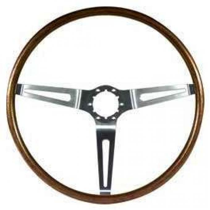 Full Size Chevy Steering Wheel, Simulated Walnut Wood, 1967-1968