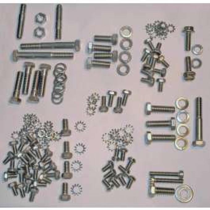 Full Size Chevy Engine Bolt Kit, Stainless Steel, 235ci, Use With Aluminum Valve Cover, 1958-1962