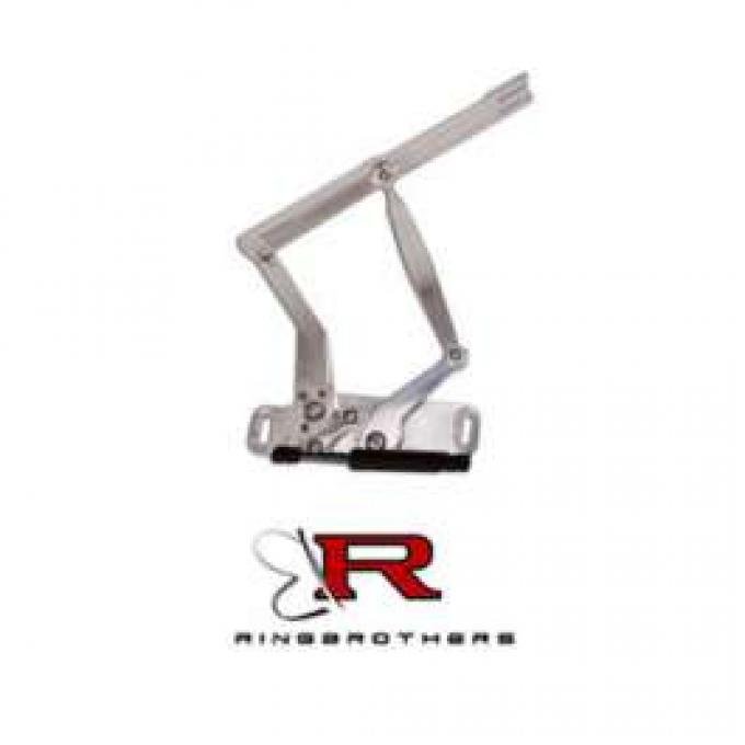 Full Size Chevy Hood Hinges, Billet Aluminum, Solid Frame, Natural, With Steel Hood, 1965-1967