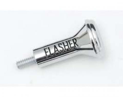 Full Size Chevy Emergency Flasher Knob, Chrome, With Flasher Lettering, 1968-1970