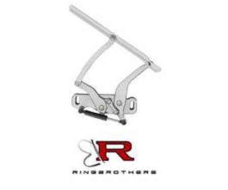 Full Size Chevy Hood Hinges, Billet Aluminum, Solid Frame, Natural, With Steel Hood, 1970