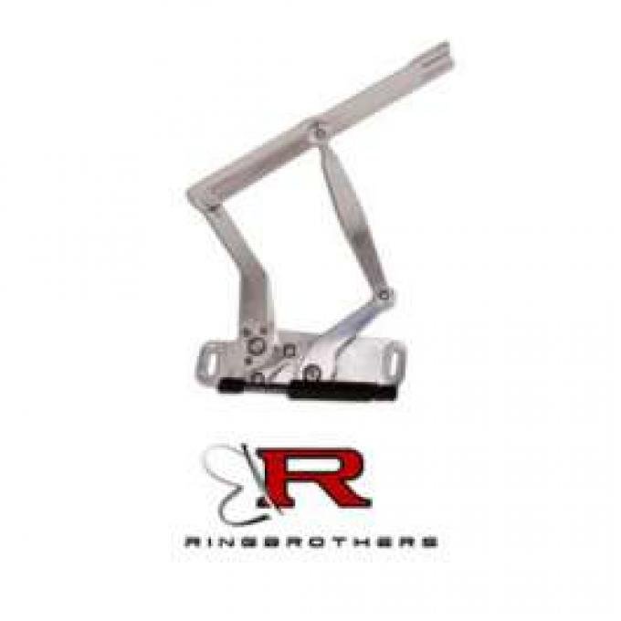 Full Size Chevy Hood Hinges, Billet Aluminum, Solid Frame, Natural, With Steel Hood, 1963-1964