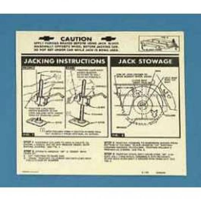 Full Size Chevy Jack Stowage & Jacking Instructions Sheet, Wagon, 1963