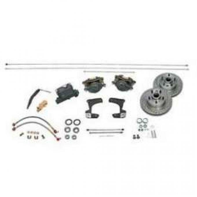 Full Size Chevy Front Disc Brake Kit, Non-Power, With Drilled & Slotted Rotors, 1958