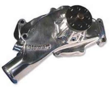 Full Size Chevy Short Hi-Flo Water Pump, Stewart, Polished Aluminum, Big Block