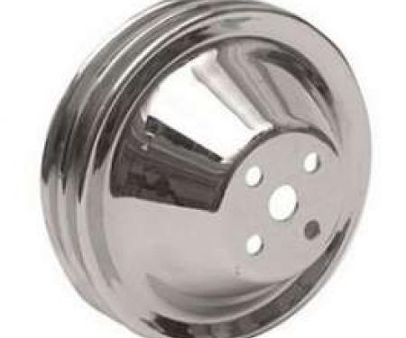 Full Size Chevy Water Pump Pulley, Double Groove, Small Block, Chrome, 1958-1968