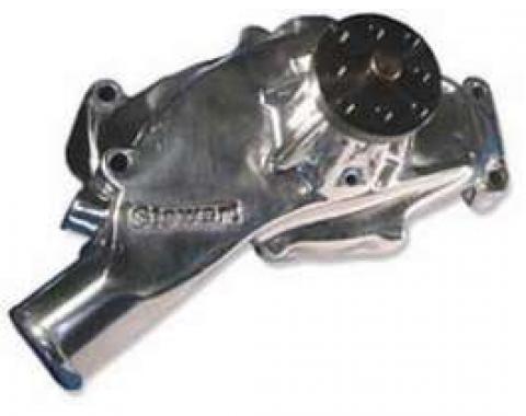 Full Size Chevy Short Hi-Flo Water Pump, Stewart, Polished Aluminum, Big Block