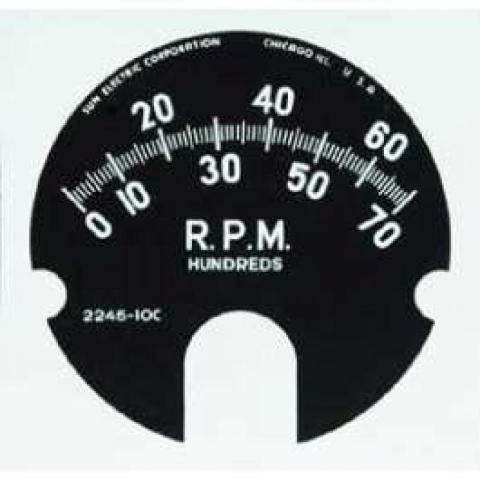 Full Size Chevy Tachometer Face Decal, 7000 RPM & No Red Line, 1961