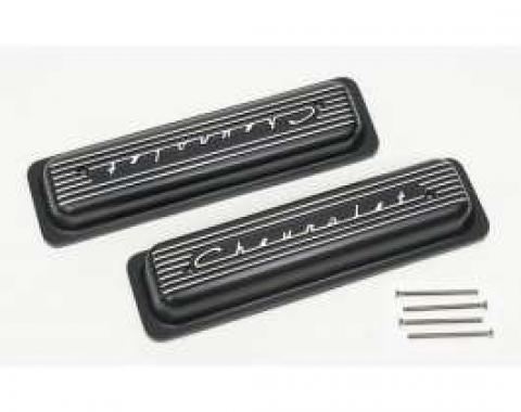 Full Size Chevy Valve Covers, Classic-Style, Aluminum, Black, 1958-1972