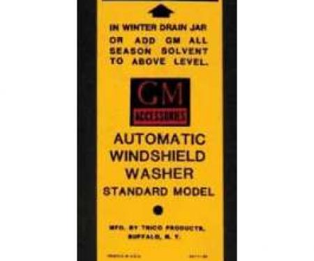 Full Size Chevy GM Windshield Bottle Bracket Decal, 1958-1961