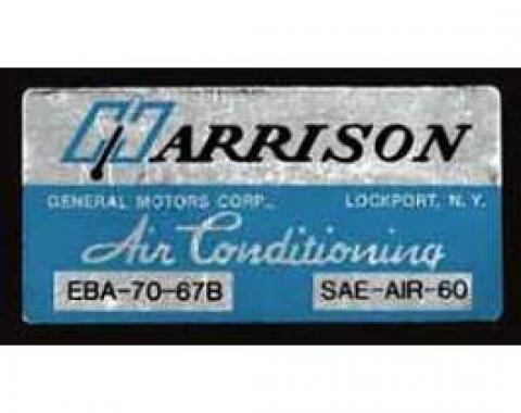 Full Size Chevy Air Conditioning Evaporation Decal, Harrison, 1967