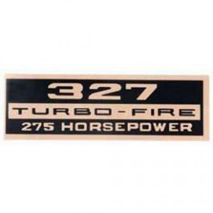 Full Size Chevy Valve Cover Decal, Turbo-Fire, 327ci/275hp, 1966