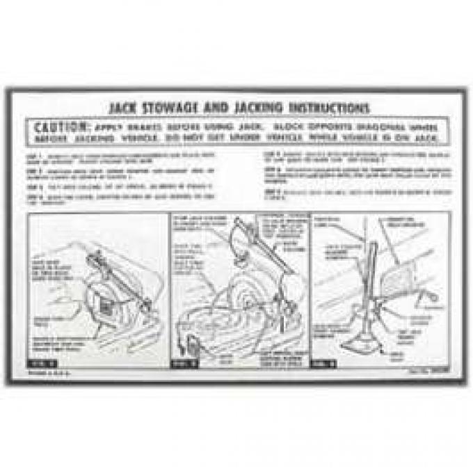 Full Size Chevy Jack Stowage & Jacking Instructions Sheet, 1958