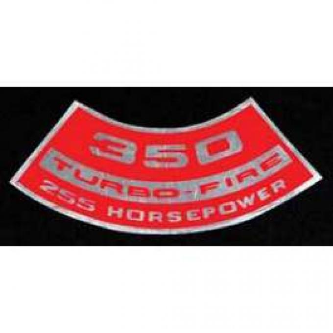 Full Size Chevy Air Cleaner Decal, Turbo-Fire, 350ci/255hp, 1969