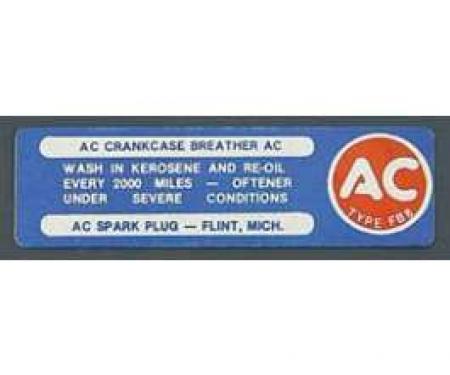 Full Size Chevy Crankcase Breather Maintenance Decal, 1964-1967
