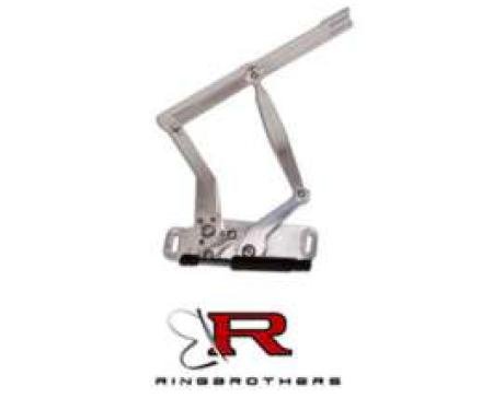 Full Size Chevy Hood Hinges, Billet Aluminum, Solid Frame, Natural, With Steel Hood, 1965-1967