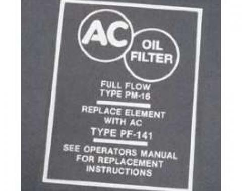 Full Size Chevy Oil Filter Decal, Canister PF141, 1958-1964