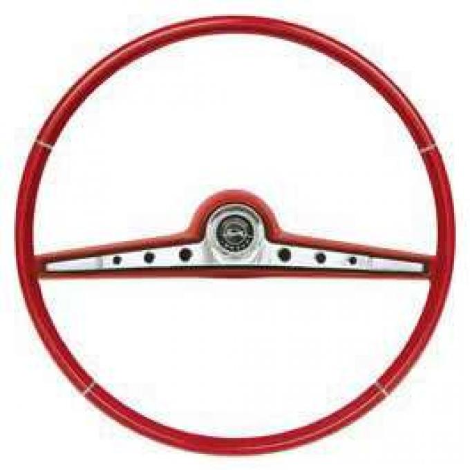 Full Size Chevy Steering Wheel, Two-Tone Red, Impala, 1962