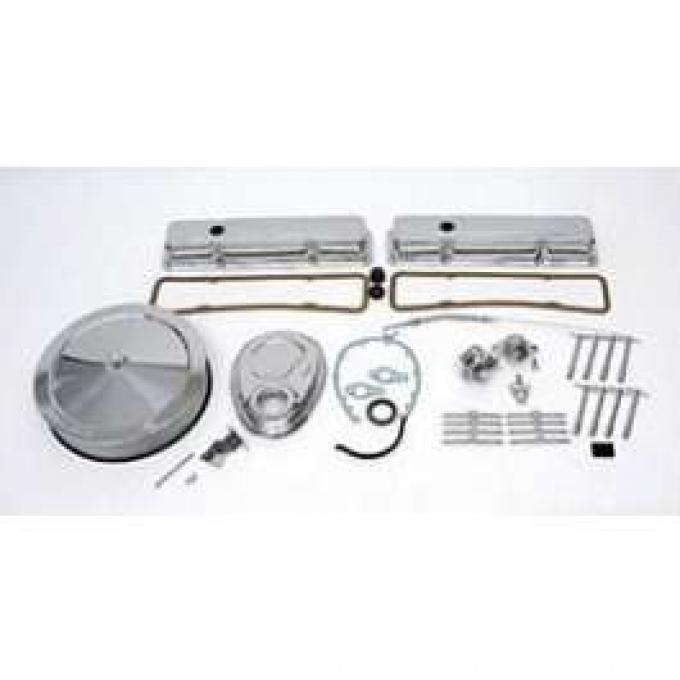 Full Size Chevy Engine Dress-Up Kit, Chrome, Complete, Small Block, 1958-1972