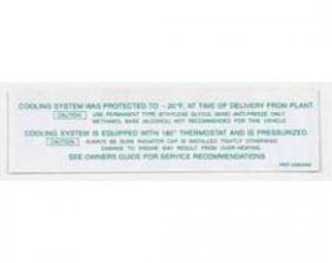 Full Size Chevy Engine Cooling System Decal, 1962-1965