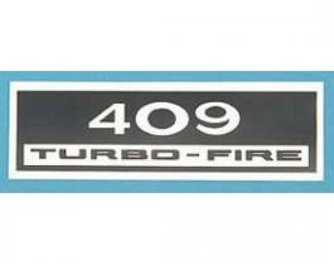 Full Size Chevy Valve Cover Decal, 409ci Turbo-Fire, 1961-1964