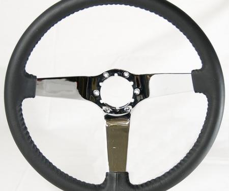 Corvette Volante OE Series Steering Wheel, with Chrome Spokes & Leather Grip, 1977-1982