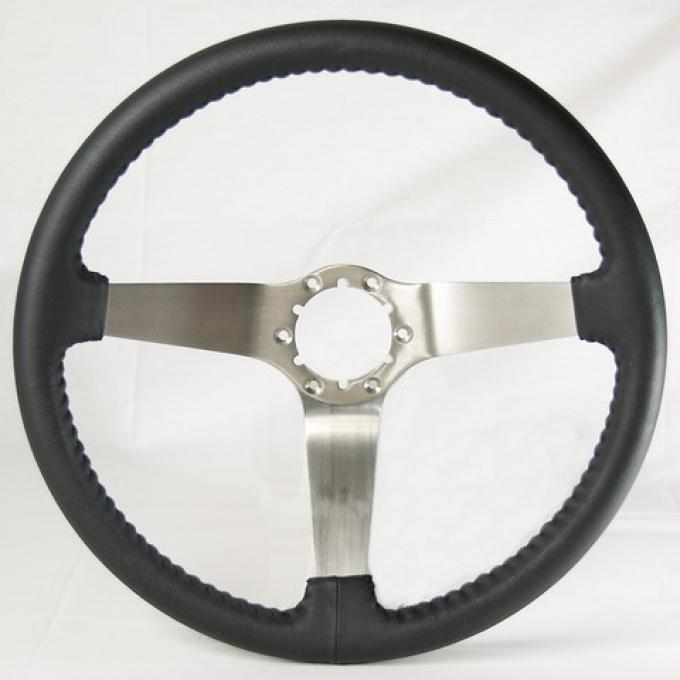 Corvette Volante OE Series Steering Wheel, with Brushed Spokes & Leather Grip, 1977-1979