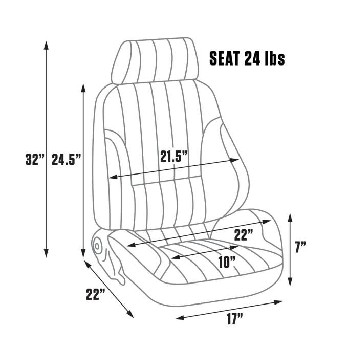 Procar Rally&reg; &ndash; Bare Right Traditional Recliner Seat 80-1000-99R