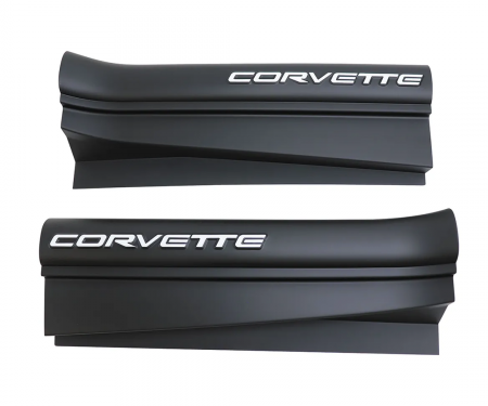 Corvette Sill Ease Protectors, Black, With White Letters, 1997-2004