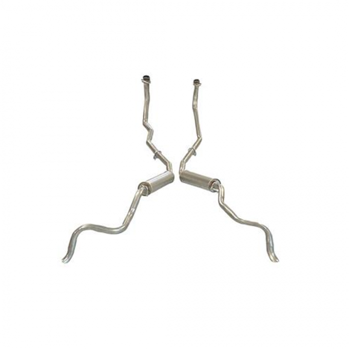 Corvette Exhaust System, 2", no Crossover, Round Offroad Muffler, 1961-1962