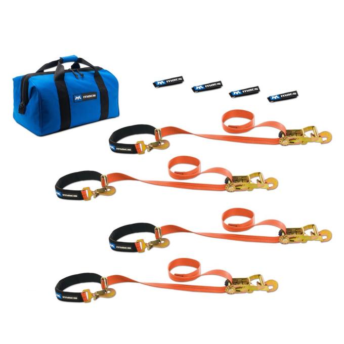 Race Ramps 2 x 6 Super Pack Tie-Down Strap Kit with Integrated Axle Straps, Direct Hook Ends - Orange 518116